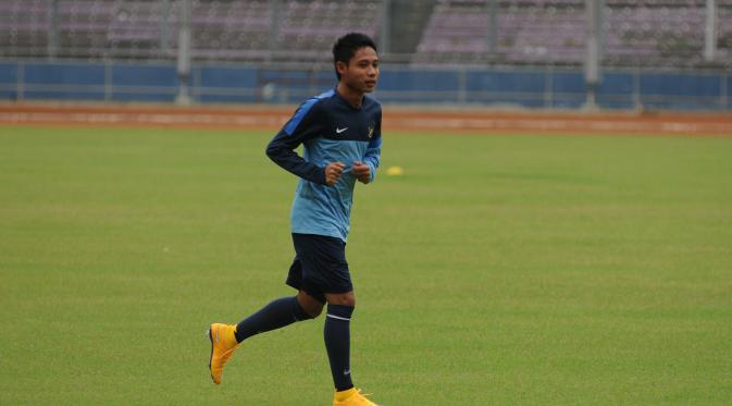 Evan Dimas, berhasil mencetak gol perdananya bagi Timnas Indonesia Senior | foto: liputan6