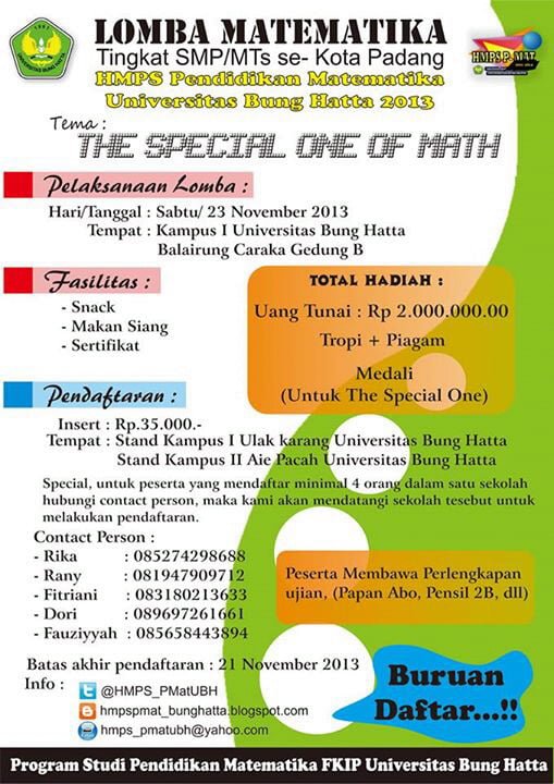 Lomba Matematika Tingkat SMP/MTs Se-Kota Padang